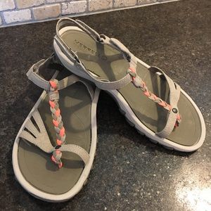 Merrell sandals. Size 5 Grey and Coral/Pink